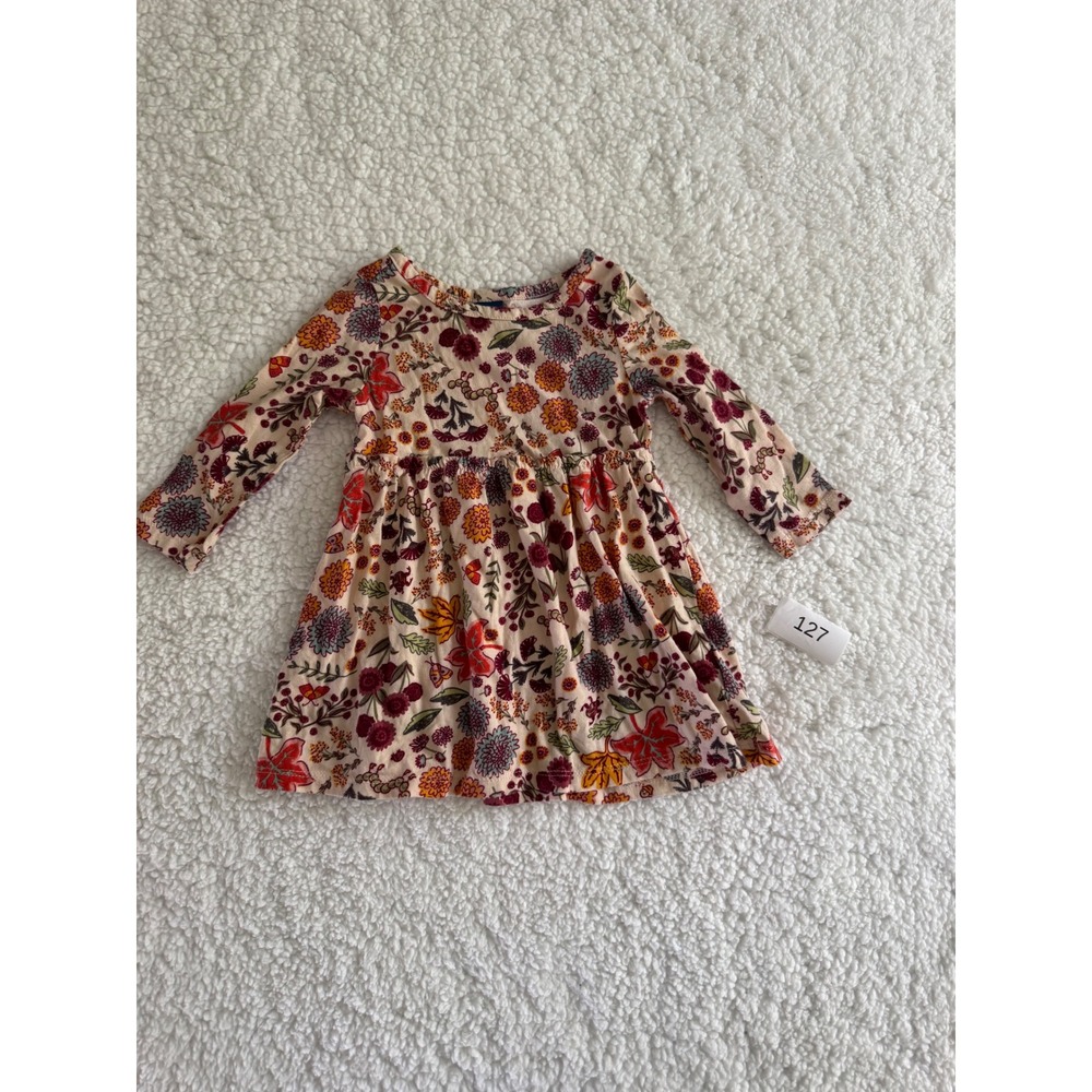 Old Navy Floral Long Sleeve Cotton Dress Baby Girls 6-12M Pink Excellent 127